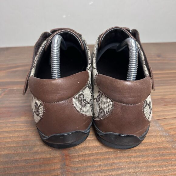 GUCCI Sneakers Shoes Men's 8.5 GG Guccissima Leather Low Top CANVA Made in Italy - Picture 6 of 11